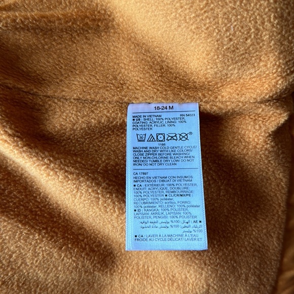 NWT OLD NAVY puffer vest, mustard yellow with pockets 18-24 months or 27-30 lbs - Picture 9 of 9